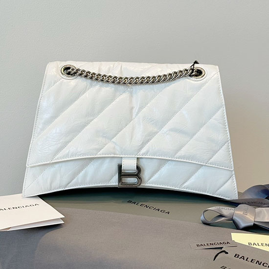 Balenciaga Sac à Chaîne Matelassé Crush Medium Blanc B716393