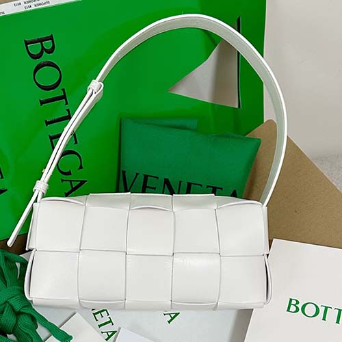 Bottega Veneta Brique Cassette Petit Sac Porté épaule Blanc B721966