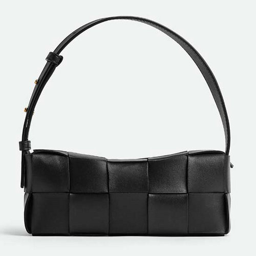 Bottega Veneta Brique Cassette Petit Sac Porté épaule Noir B721966