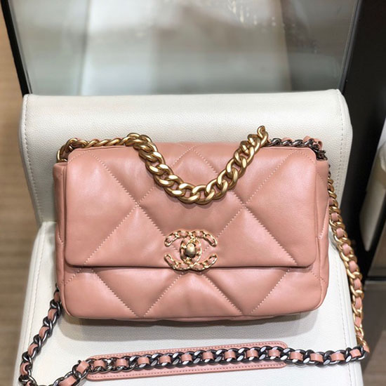 Chanel 19 Sac à Rabat En Cuir Dagneau Nu As1160