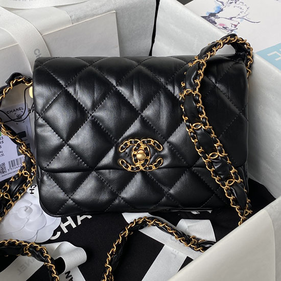 Chanel Sac à Bandoulière En Cuir De Veau Vieilli Brillant Noir As4423