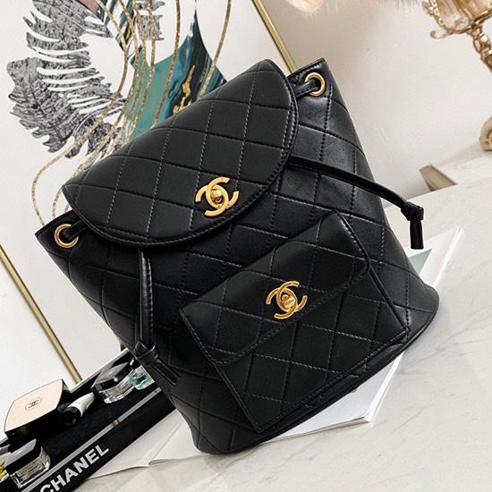 Chanel Sac à Dos En Cuir Dagneau Noir As88792