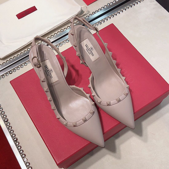 Escarpin à Bride Arrière En Cuir De Veau Valentino Nude Vs03086