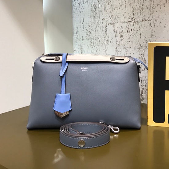 Fendi By The Way Sac Boston Régulier Bleu Et Blanc F81491