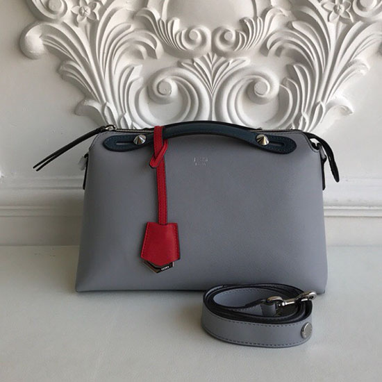 Fendi By The Way Sac Boston Régulier Gris Et Bleu F81491