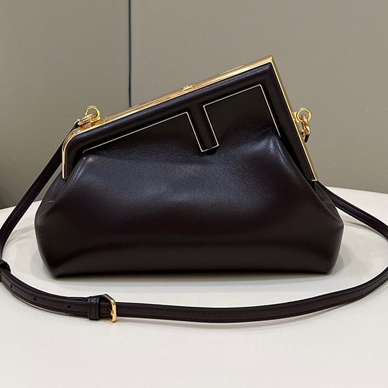 Fendi Premier Petit Sac En Cuir Café F80018