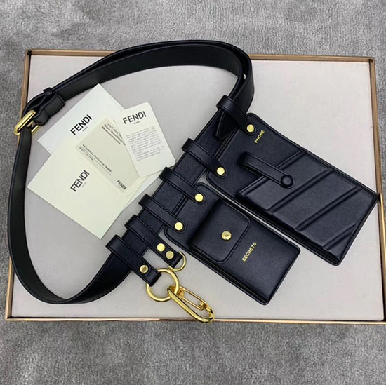 Fendi Sac Ceinture En Cuir De Veau Noir F593d