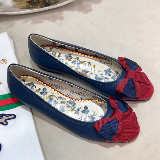 Gucci Ballerines En Cuir Avec Nœud Web 512464e