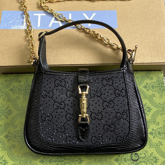 Gucci Crystal Gg Mini Sac à Bandoulière Noir 675799