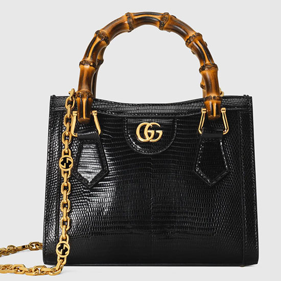 Gucci Diana Mini Sac En Lézard Noir 675800