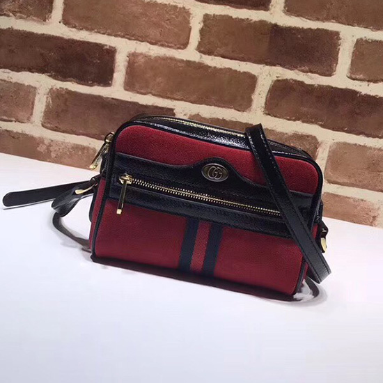 Gucci Mini Sac à Bandoulière En Daim Ophidia Rouge 517350