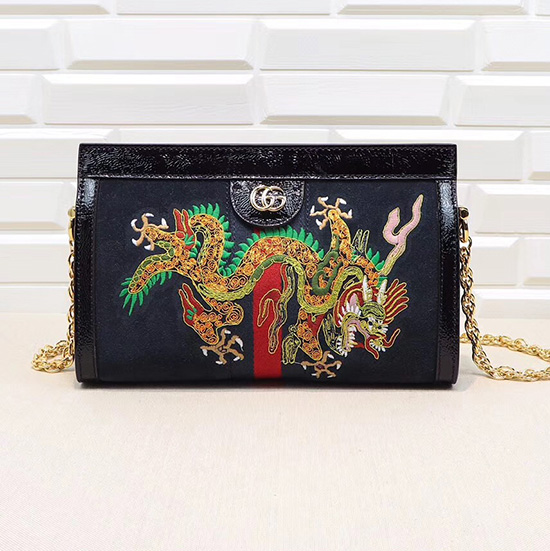 Gucci Ophidia Brodé Petit Sac à Bandoulière Bleu 503877