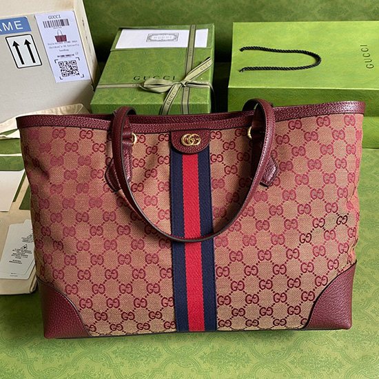 Gucci Ophidia Gg Sac à Main Moyen Bordeaux 631685