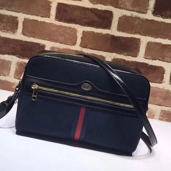 Gucci Petit Sac à Bandoulière En Daim Ophidia Bleu 517080