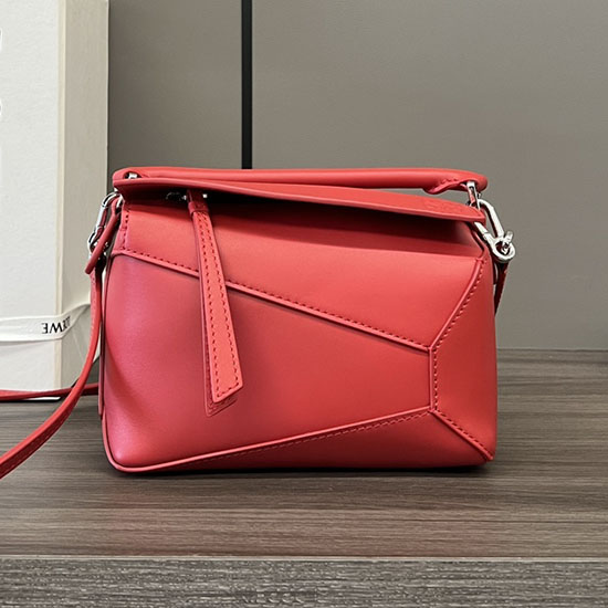 Loewe Mini Sac Puzzle Classique En Cuir De Veau L062312 Rouge