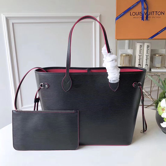 Louis Vuitton Cuir épi Neverfull Mm Noir M54185