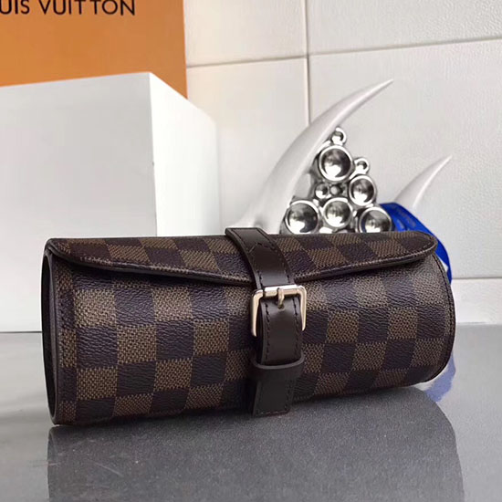 Louis Vuitton Damier ébène Toile 3 Boîtier De Montre M47530