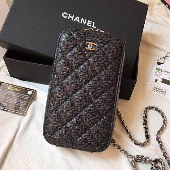 Mini Sac En Cuir De Veau Grainé Chanel Noir As11011