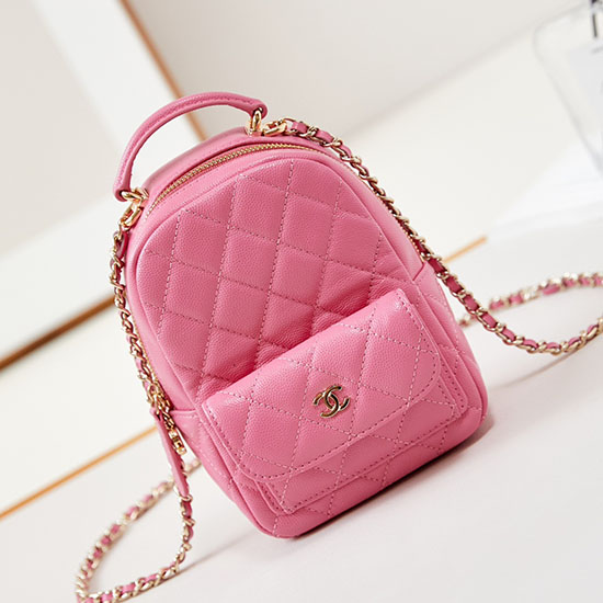 Mini Sac à Dos En Cuir De Veau Grainé Chanel Ap3753 Rose