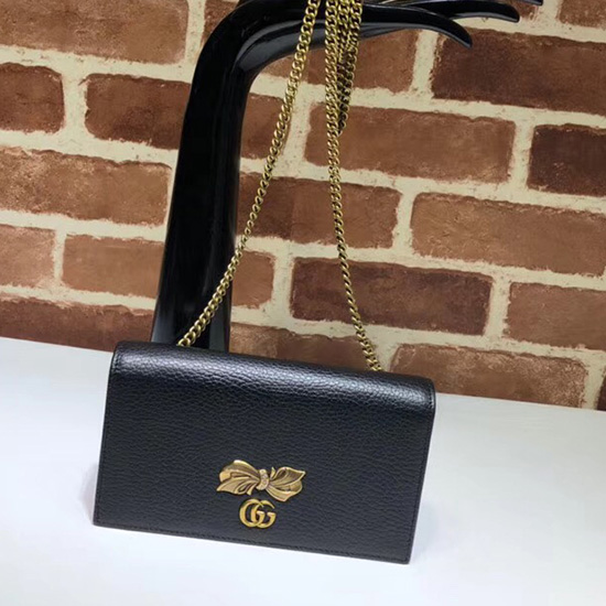 Portefeuille à Chaîne En Cuir Gucci Noir 524293