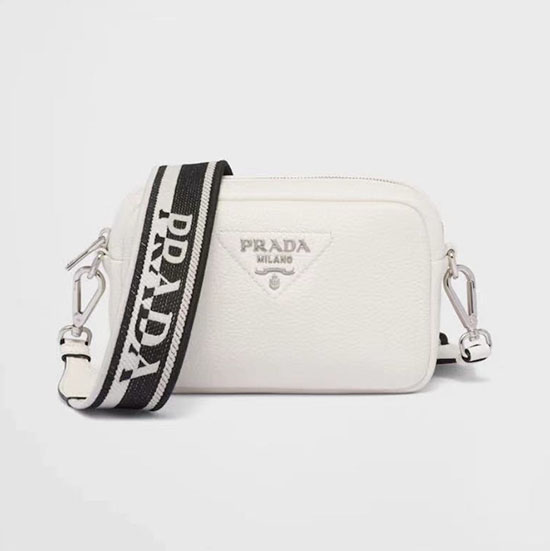 Prada Sac Porté épaule En Cuir De Veau Blanc 1bh192