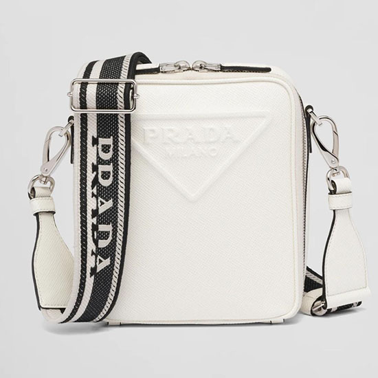 Prada Sac Porté épaule En Cuir Saffiano Blanc 2vh154