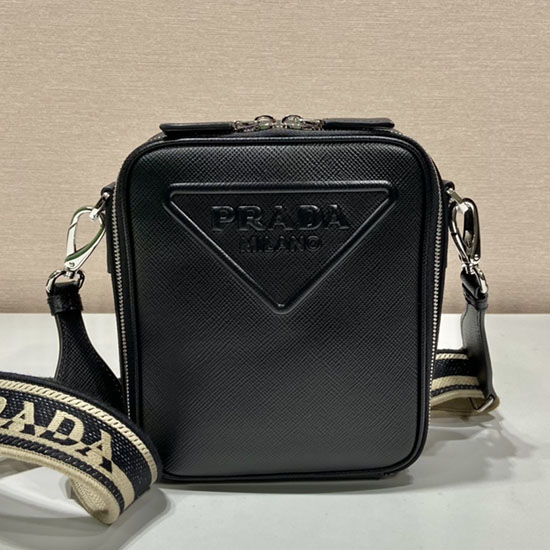 Prada Sac Porté épaule En Cuir Saffiano Noir 2vh154