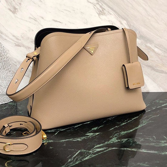 Prada Sac à Main Matinée En Cuir Saffiano Beige 1ba249