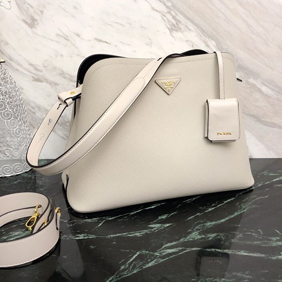 Prada Sac à Main Matinée En Cuir Saffiano Blanc 1ba249