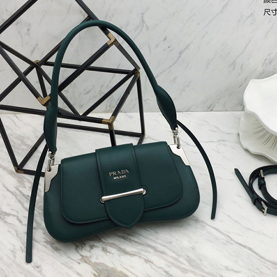 Prada Sidonie Sac Porté épaule En Cuir Vert 1bd168