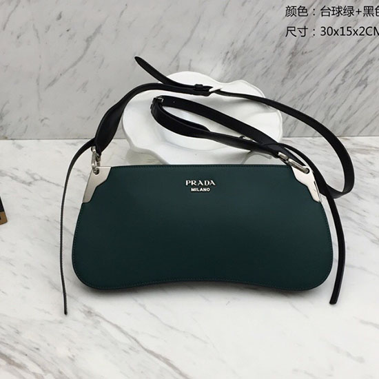 Prada Sidonie Sac Porté épaule En Cuir Vert 1bh111