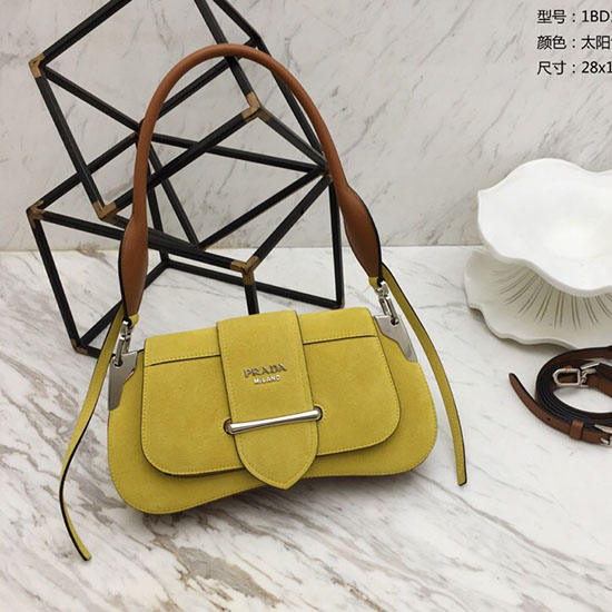 Prada Sidonie Sac Porté épaule En Daim Jaune 1bd168