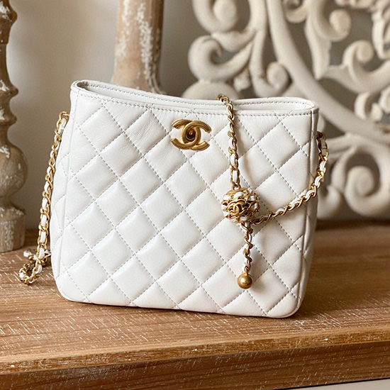 Sac Bandoulière En Cuir Dagneau Chanel Blanc As3259