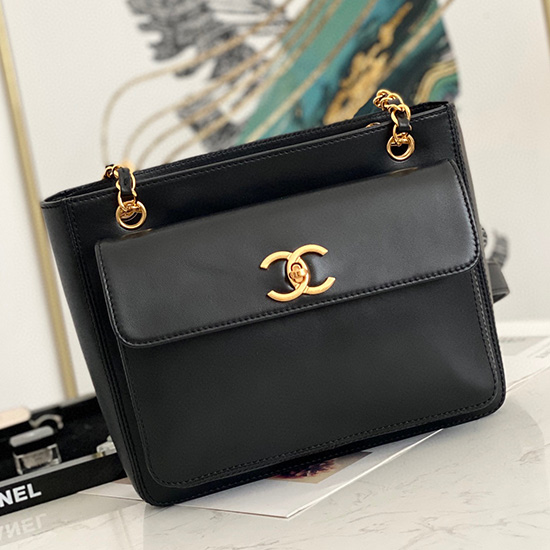 Sac Bandoulière En Cuir De Veau Lisse Chanel Noir As6706