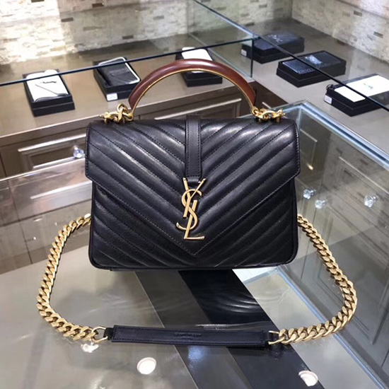 Sac Bandoulière En Cuir De Veau Saint Laurent Noir 428056