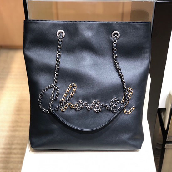 Sac Cabas Chanel En Cuir De Veau Noir As168