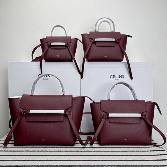 Sac Ceinture Celine En Cuir De Veau Grainé Bordeaux C10221