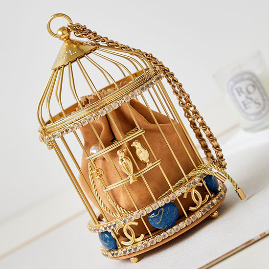 Sac Chanel Cage à Oiseaux Marron A2022