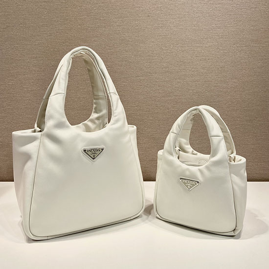 Sac En Cuir Nappa Souple Prada Rembourré Moyen Blanc 1bg413