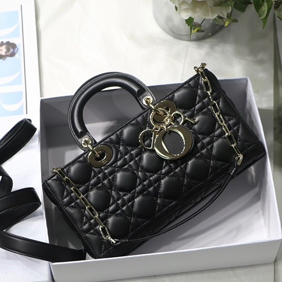 Sac Lady D-joy En Cuir Dagneau Noir D6001