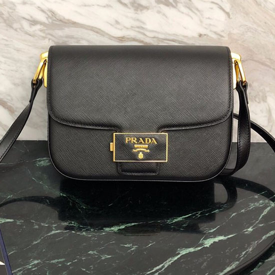 Sac Prada Emblème En Cuir Saffiano Noir 1bd217