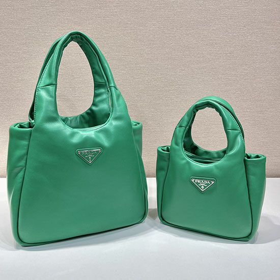 Sac Prada En Cuir Nappa Souple Rembourré Moyen Vert 1bg413