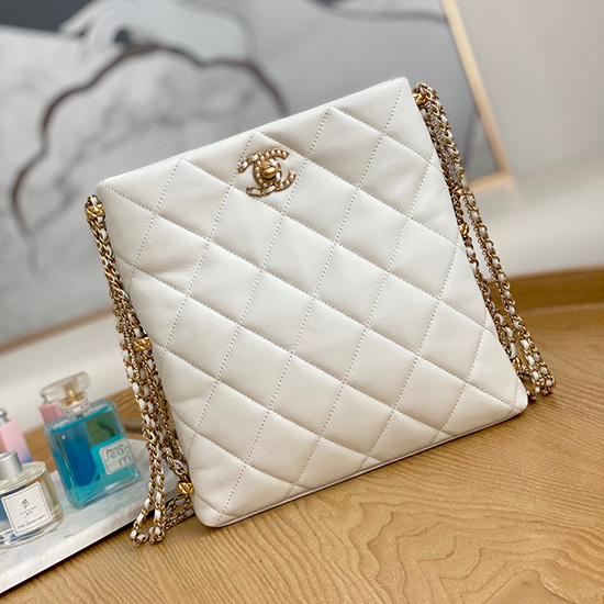 Sac à Bandoulière En Cuir Dagneau Chanel Blanc As2564