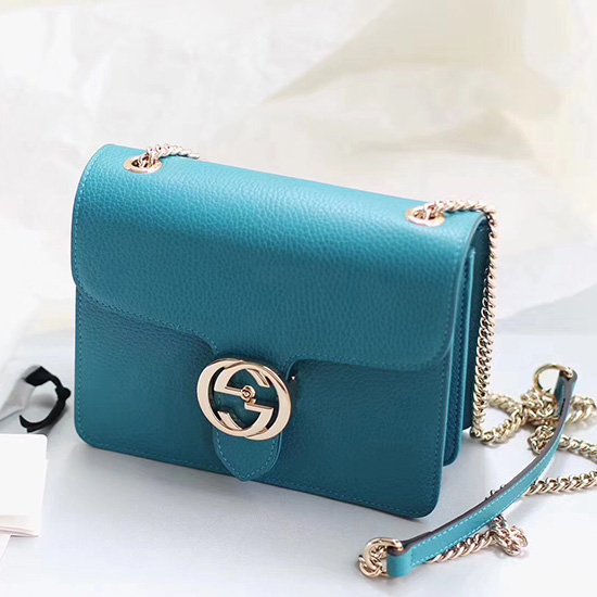 Sac à Bandoulière En Cuir Gg Entrelacé Gucci Bleu 510304