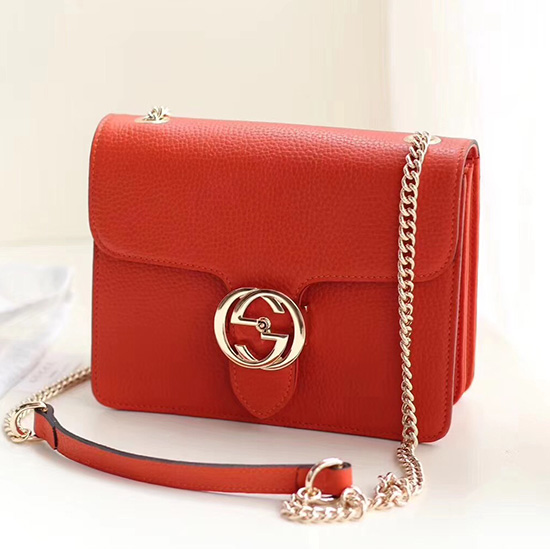 Sac à Bandoulière En Cuir Gg Entrelacé Gucci Orange 510304