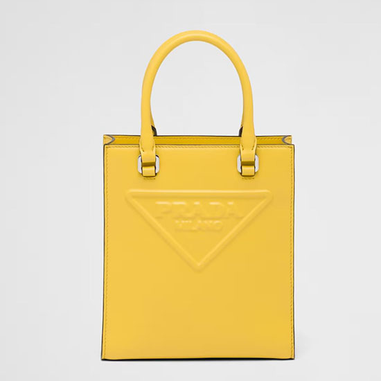 Sac à Main Prada En Cuir Lisse Jaune 1ba333