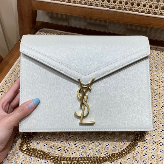 Saint Laurent Cassandra Sac à Chaîne Moyen Blanc 532750