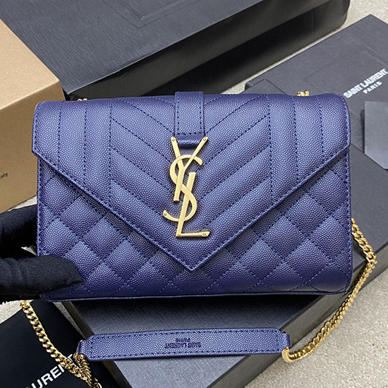 Saint Laurent Petit Sac Bandoulière Enveloppe Bleu 526286