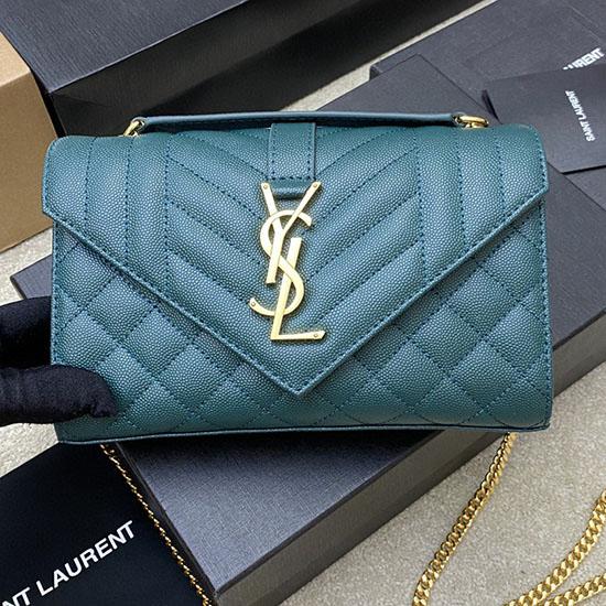 Saint Laurent Petit Sac Bandoulière Enveloppe Turquoise 526286