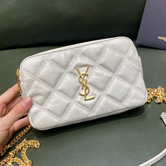 Saint Laurent Pochette Double Zip Becky Blanc 608941